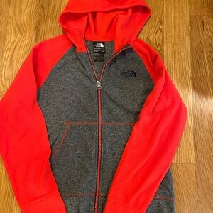 The North Face Kids Red and Gray Fleece Hoodie